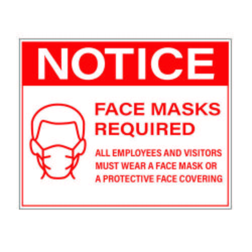 8" x 10" Face Mask Required Sign, Red Vinyl (25 Labels)