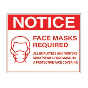 8" x 10" Face Mask Required Sign, Red Vinyl (25 Labels) - L-8X10-FACEMASK-RED