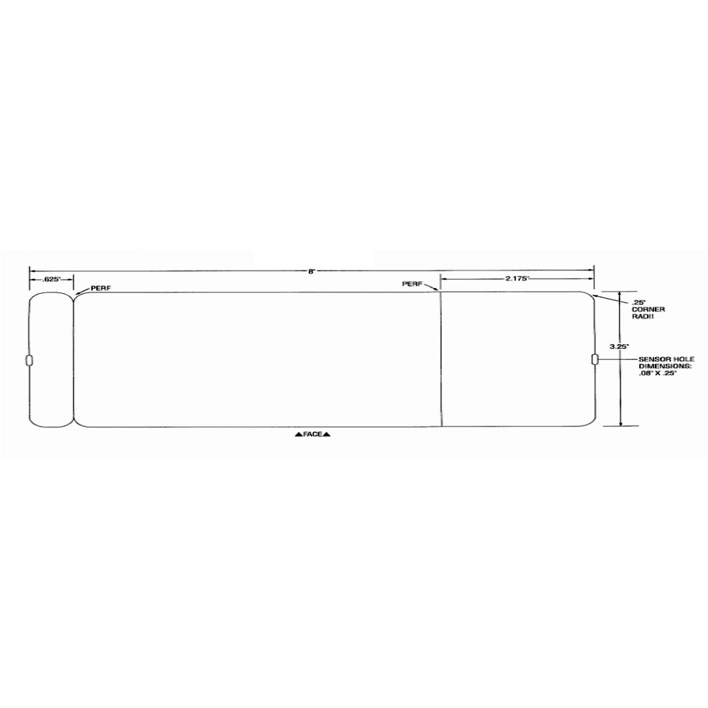 8" x 3.25" Thermal Boarding Pass Stack, Perforated, Sensing Notches (1000 Passes)