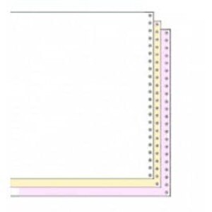 9-1/2" x 5-1/2" Premium Carbonless 3-Ply White/Canary/Pink Continuous Computer Paper (2100 sheets) - CP-81203