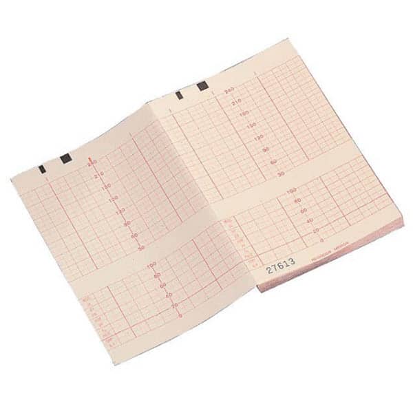 Philips/HP M1910A Fetal Recording Chart Paper, Red Grid, Z-Fold, 150mm x 49', 40 Pack/Case