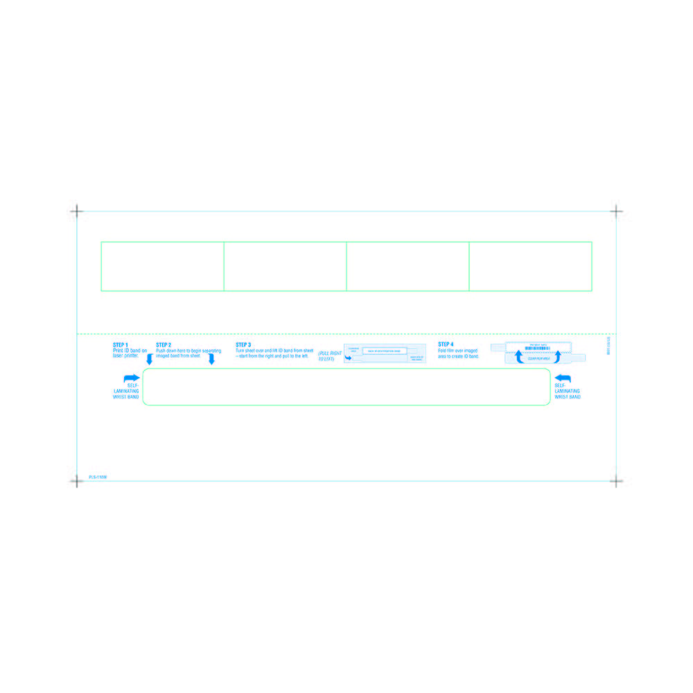 Adult Medical ID Wristband Laser Sheets with 4 Chart Labels, Matte Lamination (1000 Sheets)