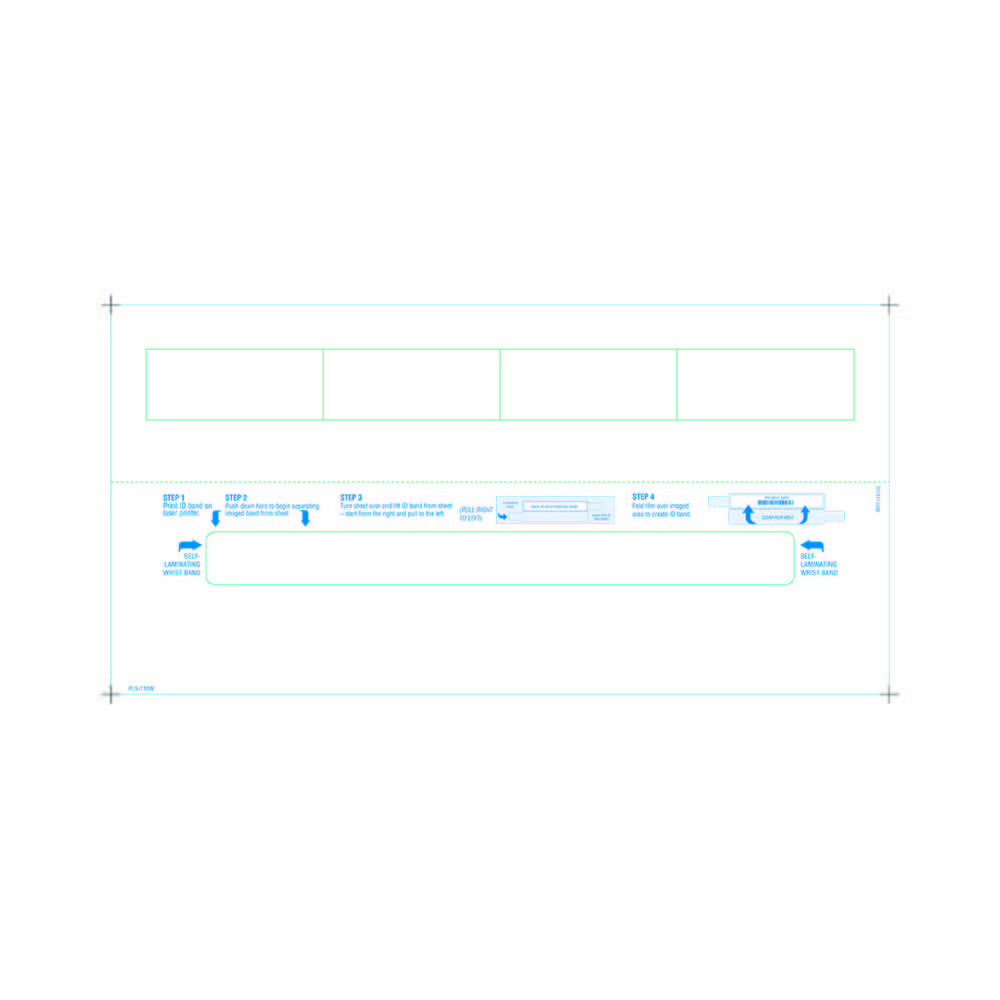 Adult Medical ID Wristband Laser Sheets with 4 Chart Labels, Matte Lamination (1000 Sheets)