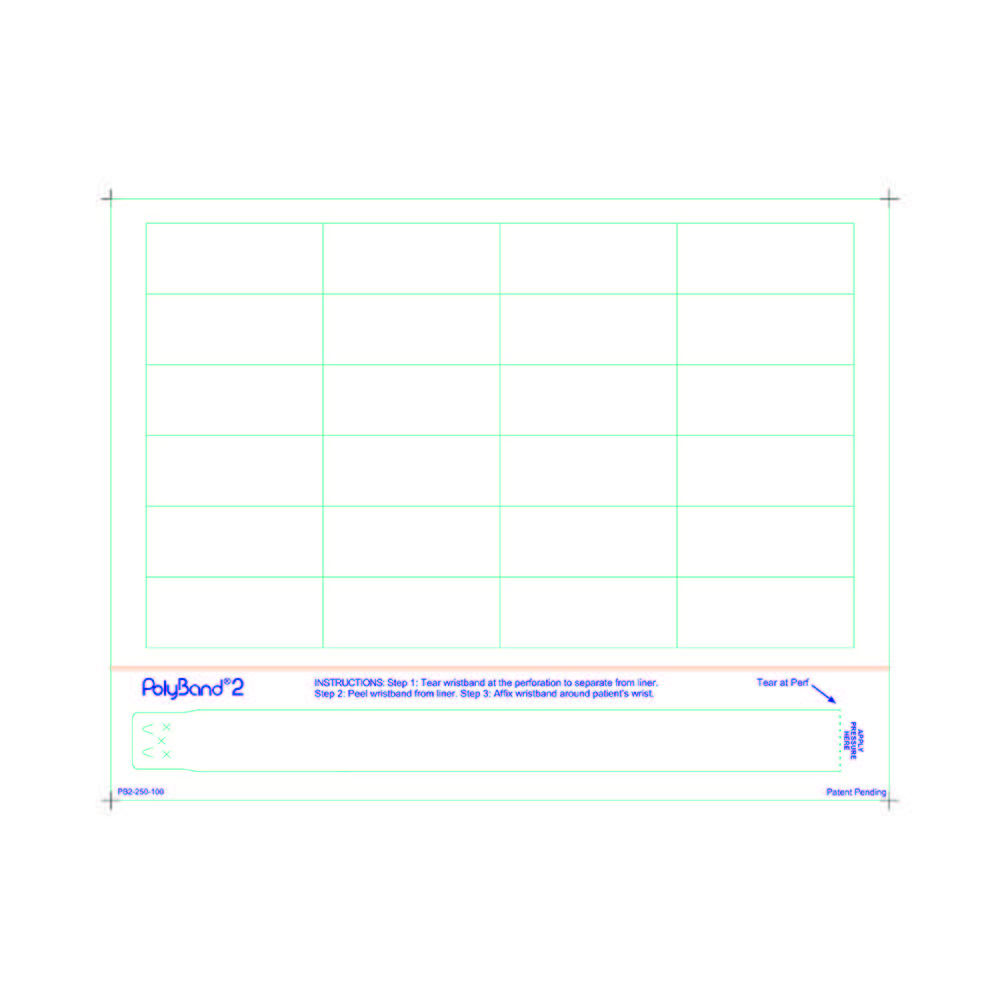 Adult PolyBand 2 Medical ID Wristband Laser Sheets with 24 3 mil Chart Labels (1000 Sheets)