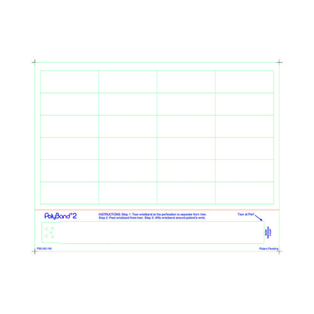 Adult PolyBand 2 Medical ID Wristband Laser Sheets with 24 Chart Labels (1000 Sheets)