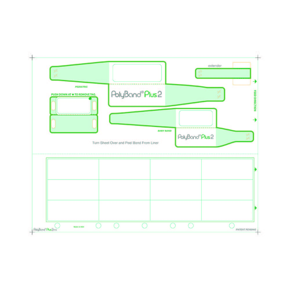 Pediatric & Infant PolyBand Plus 2 Medical ID Wristband Laser Sheets with 12 Chart Labels (1000 Sheets)