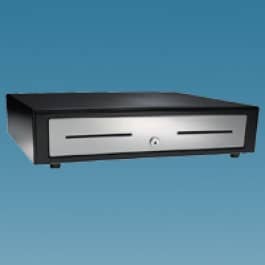 APG Heavy-Duty Stainless Steel Cash Drawer With MultiPRO 320 Interface - 18"W X 16.7"D X 4.2"H, Black, 24V