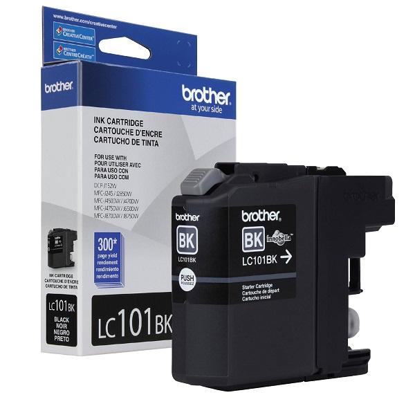 Brother LC101BK Black Ink Cartridge, 300 Page Yield