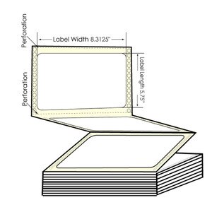 Epson ColorWorks C831 8.3125" x 5.75" Pinfed Fanfold Matte Poly Film Labels (2000 Sheets) - L-IJ-831255752F