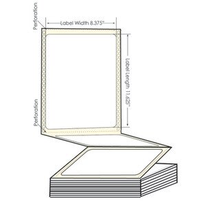 Epson ColorWorks C831 8.325" x 11.625" Pinfed Fanfold Matte Poly Film Labels (1000 Sheets) - L-IJ-832511625F