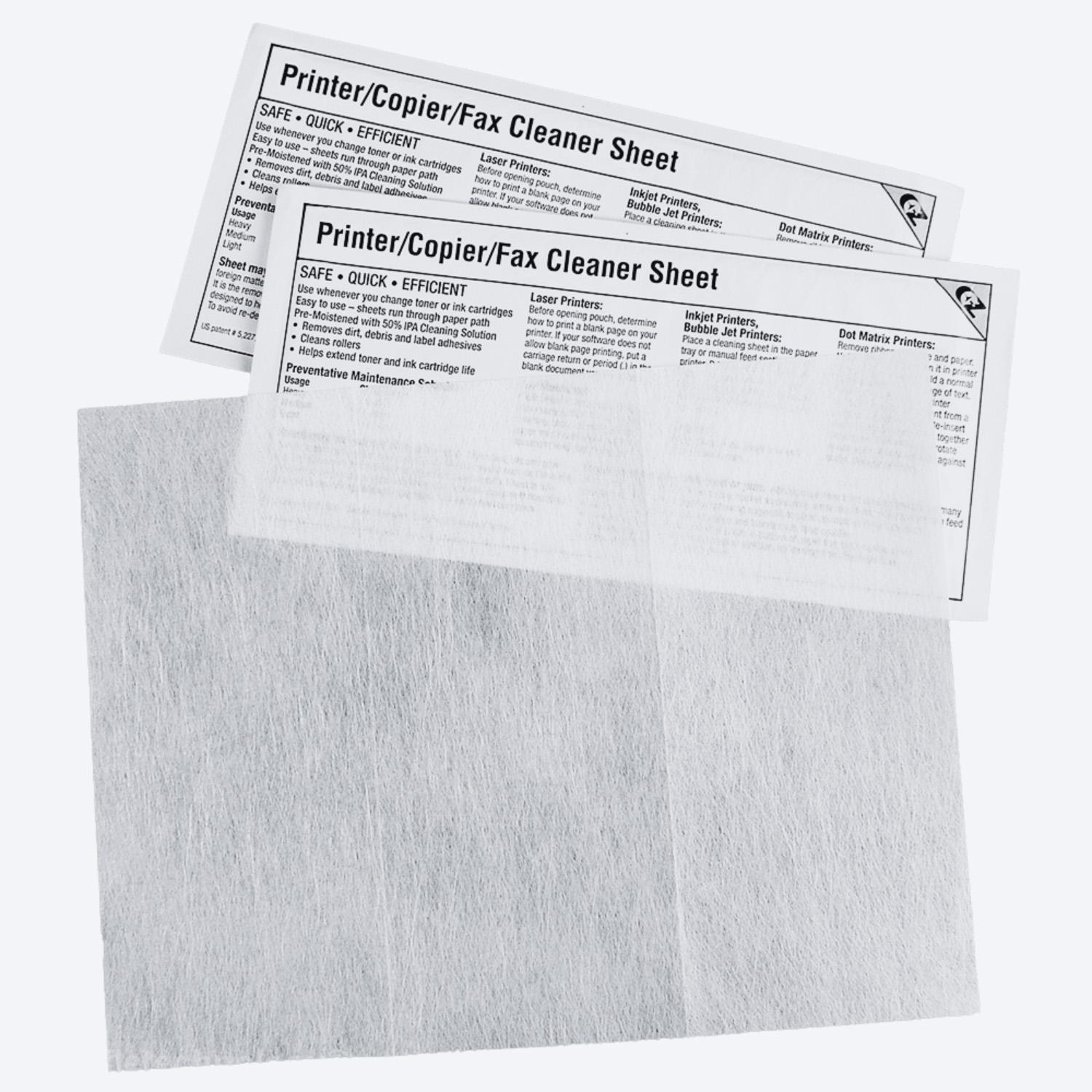 8.5" x 11" EZ Printer/Copier/Fax Cleaning Sheets, K2-PCFB15 (15 Sheets)