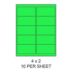 4" x 2" Fluorescent Green Round Corner Laser Label Sheets (10,000 Labels) - LAS-4-2-10-G