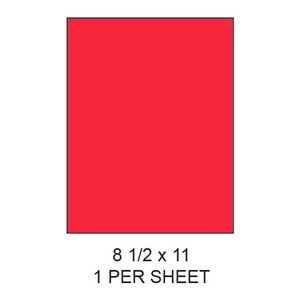 8.5" x 11" Fluorescent Red Laser Label Full Sheets (1,000 Labels) - LAS-85-11-1-R