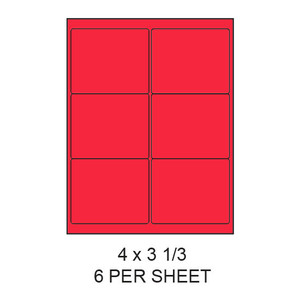 4" x 3.33" Fluorescent Red Round Corner Laser Label Sheets (6,000 Labels) - LAS-4-333-6-R