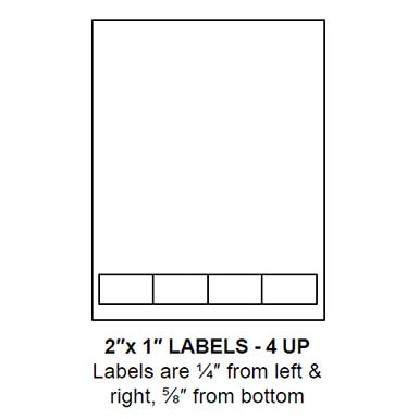 2" x 1" Integrated Label Form Sheets, 4 Up (1,500 Sheets)