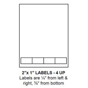 2" x 1" Integrated Label Form Sheets, 4 Up (1,500 Sheets) - LASI-2-1-4
