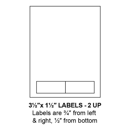 3.5" x 1.5" Integrated Label Form Sheets, 2 Up (1,500 Sheets)