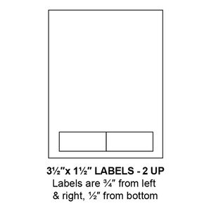 3.5" x 1.5" Integrated Label Form Sheets, 2 Up (1,500 Sheets) - LASI-35-15-2