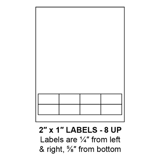 2" x 1" Integrated Label Form Sheets, 8 Up (1,500 Sheets)
