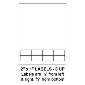 2" x 1" Integrated Label Form Sheets, 8 Up (1,500 Sheets) - LASI-2-1-8