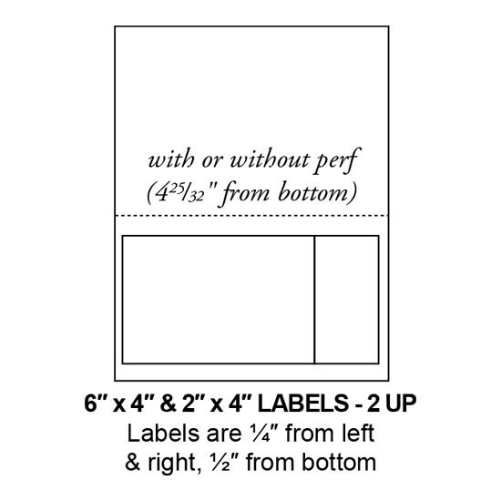6" & 2" x 4" Integrated Label Form Sheets, Perforated, 2 Up (1,500 Sheets)