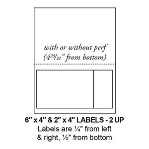6" & 2" x 4" Integrated Label Form Sheets, Perforated, 2 Up (1,500 Sheets) - LASI-6&2-4-2