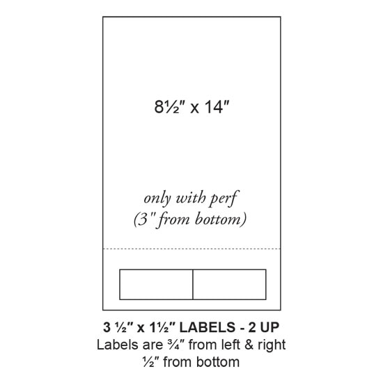 3.5" x 1.5" Integrated Label Legal Form Sheets, 2 Up (1,500 Sheets)