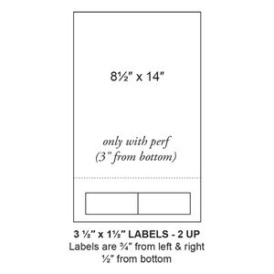 3.5" x 1.5" Integrated Label Legal Form Sheets, 2 Up (1,500 Sheets) - LASI-35-15-2-14