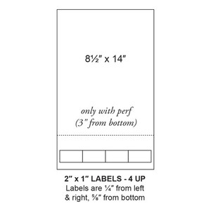 2" x 1" Integrated Label Legal Form Sheets, 4 Up (1,500 Sheets) - LASI-2-1-4-14