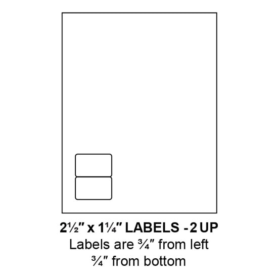 2.5" x 1.25" Integrated Left-Oriented Label Form Sheets, 2 Up (1,500 Sheets)