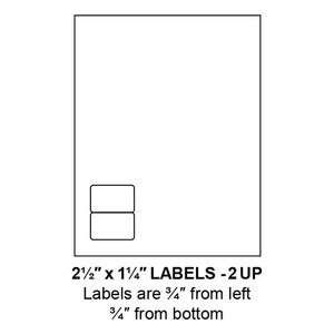 2.5" x 1.25" Integrated Left-Oriented Label Form Sheets, 2 Up (1,500 Sheets) - LASI-25-125-2-Left