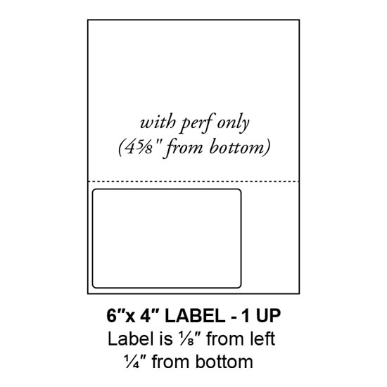 6" x 4" Integrated Left-Oriented Label Form Sheets, Perforated, 1 Up (1,500 Sheets)