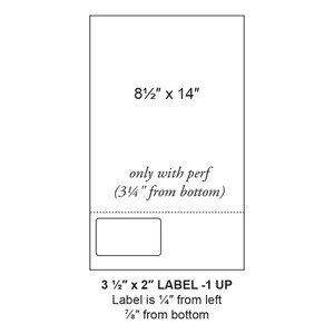 3.5" x 2" Integrated Left-Oriented Label Legal Form Sheets, 1 Up (1,500 Sheets) - LASI-35-2-1-14Left