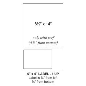 6" x 4" Integrated Left Oriented Label Legal Form Sheets, 1 Up (1,500 Sheets) - LASI-6-4-1-14Left