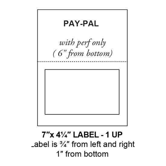 7" x 4.25" Integrated PayPal Label Form Sheets, 1 Up (1,500 Sheets)