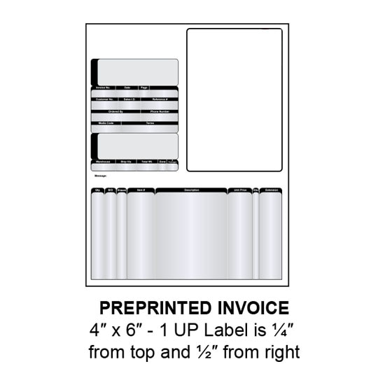 4" x 6" Integrated Preprinted Invoice Label Form Sheets, 1 Up (1,500 Sheets)