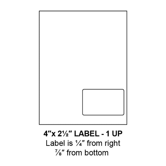 4" x 2.5" Integrated Right-Oriented Label Form Sheets, 1 Up (1,500 Sheets)