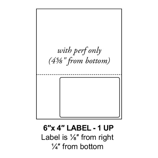 6" x 4" Integrated Right Oriented Label Form Sheets, Perforated, 1 Up (1,500 Sheets)