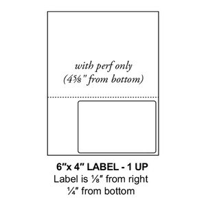 6" x 4" Integrated Right Oriented Label Form Sheets, Perforated, 1 Up (1,500 Sheets) - LASI-6-4-1-Right