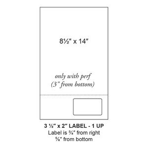 3.5" x 2" Integrated Right-Oriented Label Legal Form Sheets, 1 Up (1,500 Sheets) - LASI-35-2-1-14Right