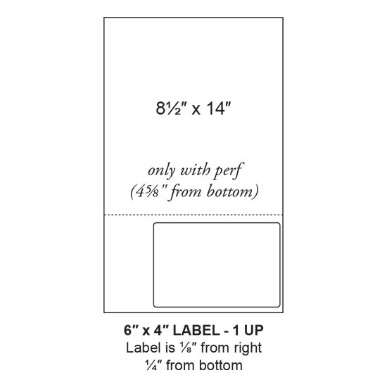 6" x 4" Integrated Right Oriented Label Legal Form Sheets, 1 Up (1,500 Sheets)