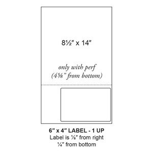 6" x 4" Integrated Right Oriented Label Legal Form Sheets, 1 Up (1,500 Sheets) - LASI-6-4-1-14Right