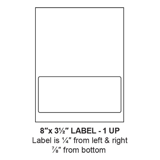 8" x 3.5" Integrated Rounded Corner Label Form Sheets, 1 Up (1,500 Sheets)