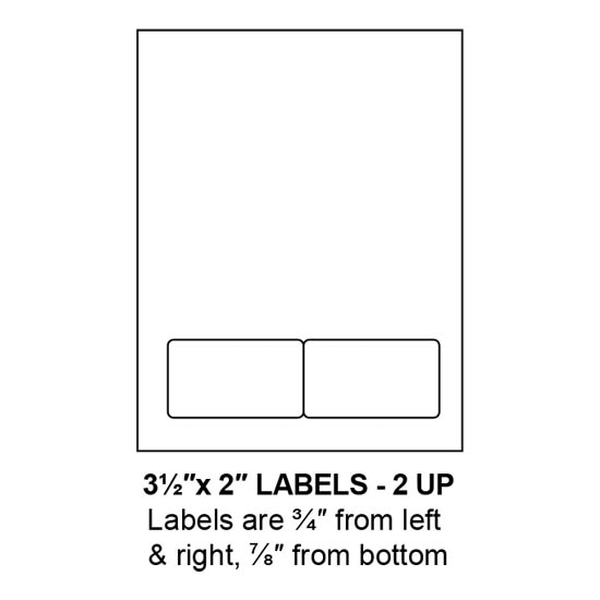 3.5" x 2" Integrated Rounded Corner Label Form Sheets, 2 Up (3,000 Sheets)