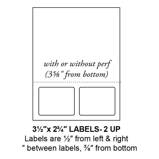 3.5" x 2.75" Integrated Rounded Corner Label Form Sheets, 2 Up (1,500 Sheets)