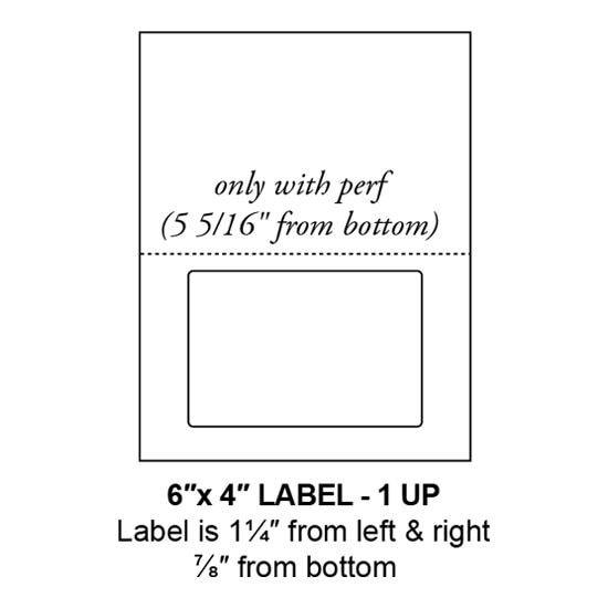 6" x 4" Integrated Rounded Corner Label Form Sheets, Perforated, 1 Up (1,500 Sheets)