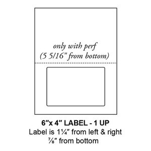 6" x 4" Integrated Rounded Corner Label Form Sheets, Perforated, 1 Up (1,500 Sheets) - LASI-6-4-1-RC