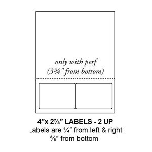 4" x 2.875" Integrated Rounded Corner Label Form Sheets, Perforated, 2 Up (1,500 Sheets) - LASI-4-2875-2-RC