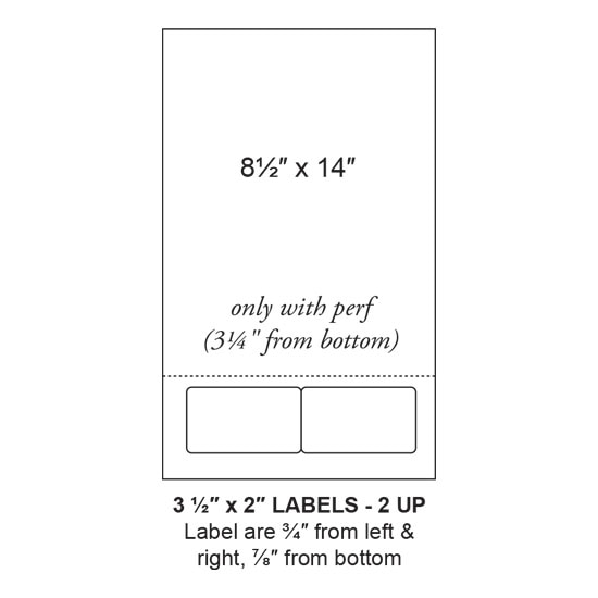 3.5" x 2" Integrated Rounded Corner Label Legal Form Sheets, 2 Up (1,500 Sheets)