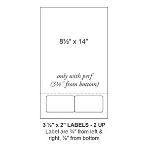 3.5" x 2" Integrated Rounded Corner Label Legal Form Sheets, 2 Up (1,500 Sheets) - LASI-35-2-2-14RC